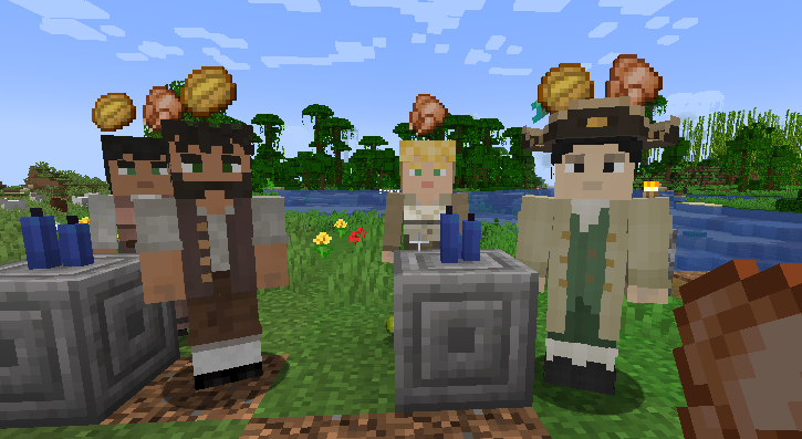 Customers using a MineColonies citizen style